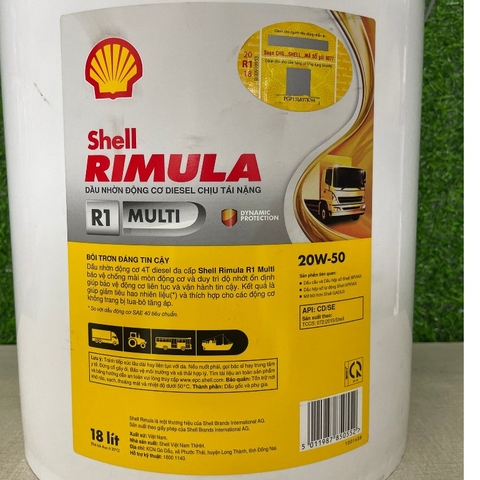 Nhớt Shell Rimula R1 Multi 20W-50 18L