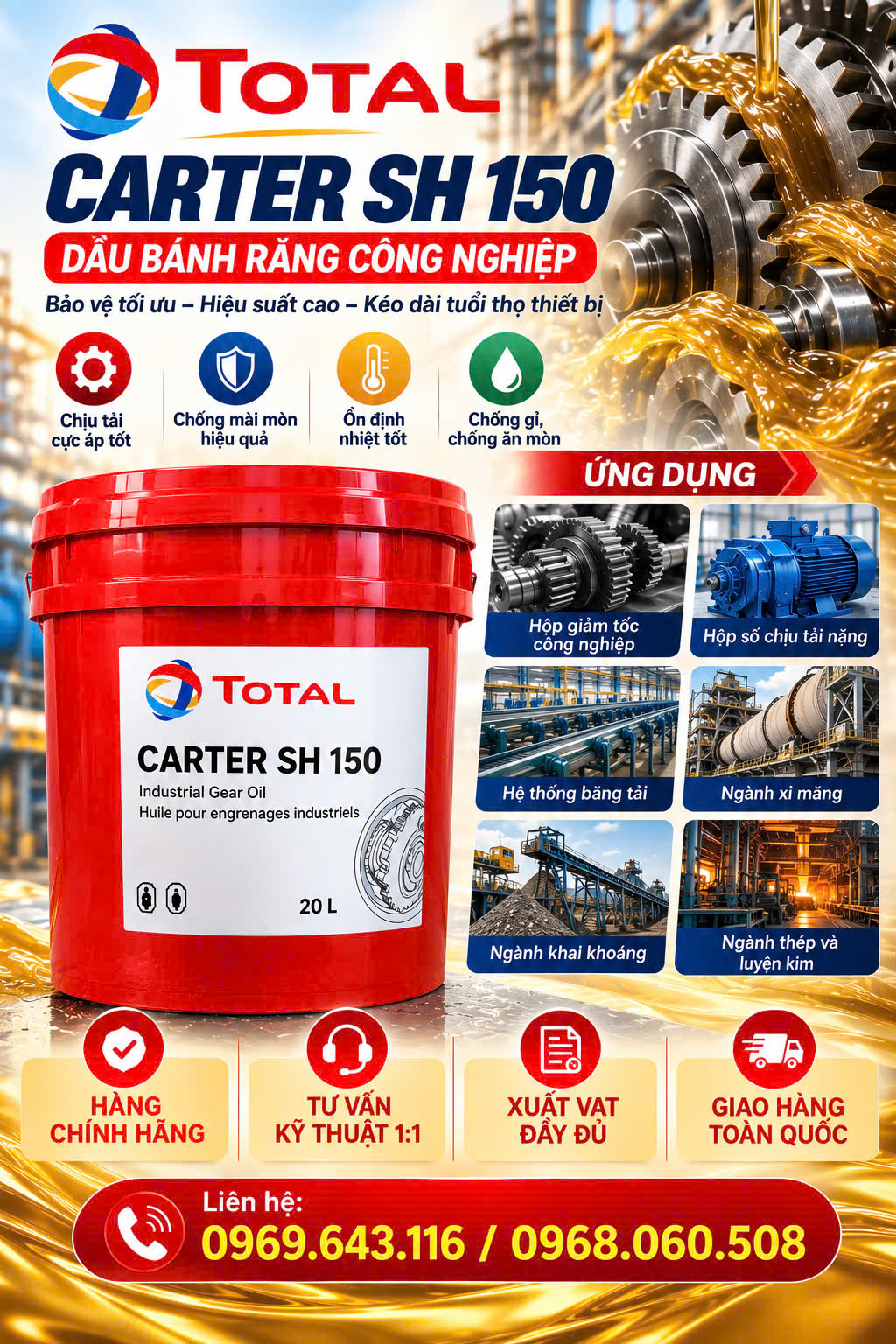 Dầu bánh răng tổng hợp Total Carter SH 150