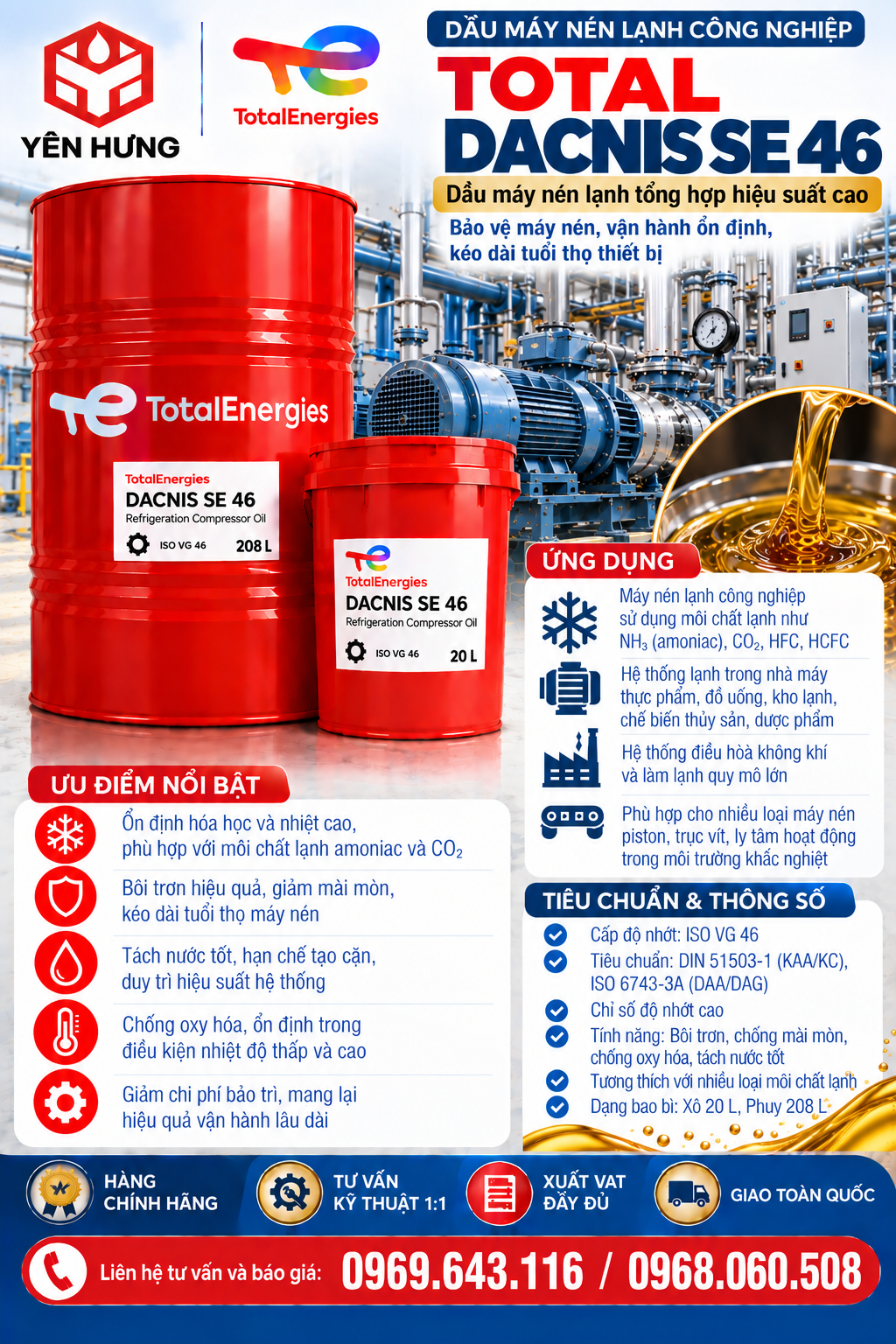 Dầu máy nén khí Total DACNIS SE 46