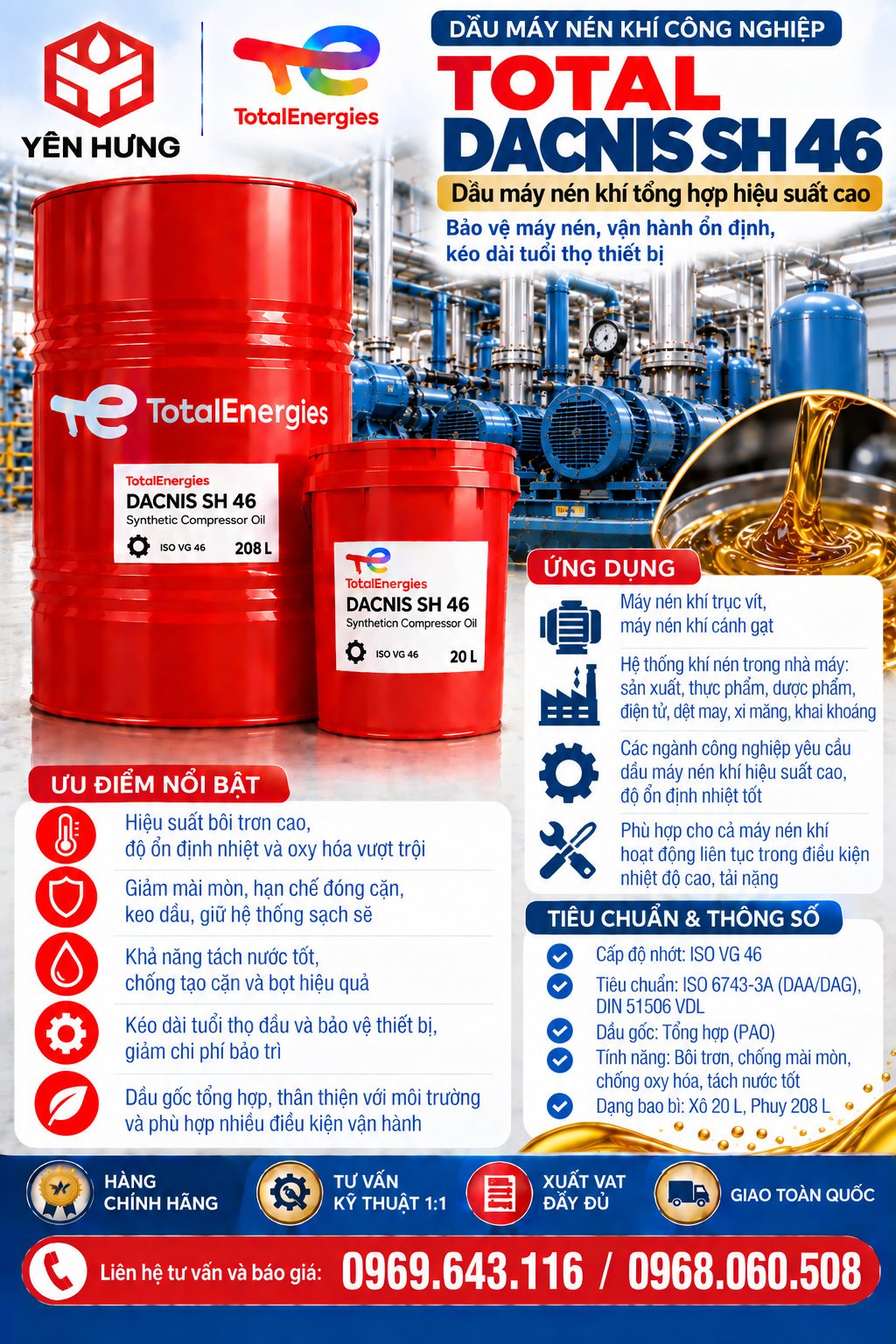 Dầu máy nén khí Total DACNIS SH 46